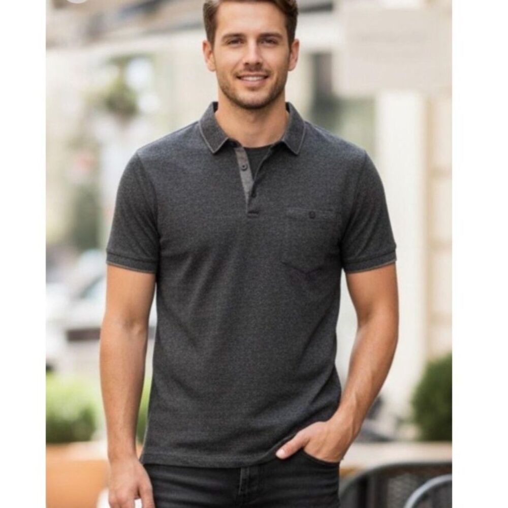 Denim & Flower Collared Tight Slim Fit Polo Shirt Medium 38 Grey Preppy
